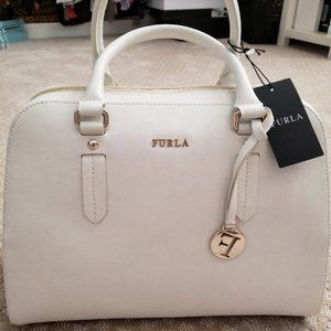 NWT Furla Ivory Leather Convertible Bag